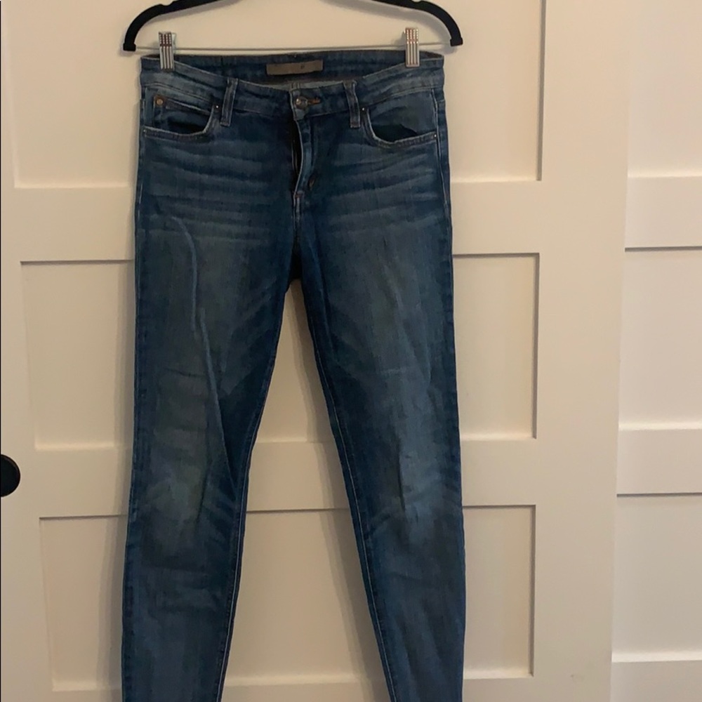 Joe’s skinny jeans with distressed hem